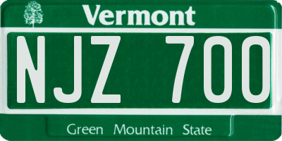 VT license plate NJZ700
