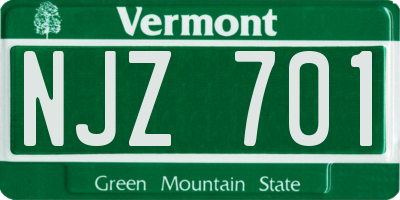 VT license plate NJZ701