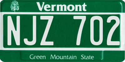 VT license plate NJZ702