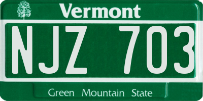 VT license plate NJZ703
