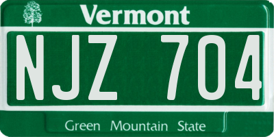 VT license plate NJZ704