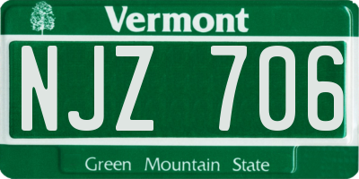 VT license plate NJZ706