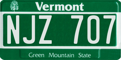VT license plate NJZ707