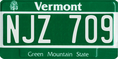 VT license plate NJZ709