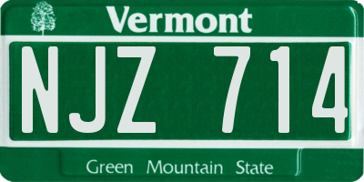 VT license plate NJZ714