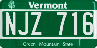 VT license plate NJZ716