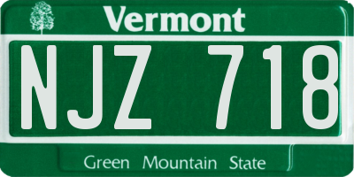 VT license plate NJZ718