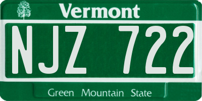 VT license plate NJZ722