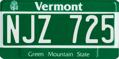 VT license plate NJZ725
