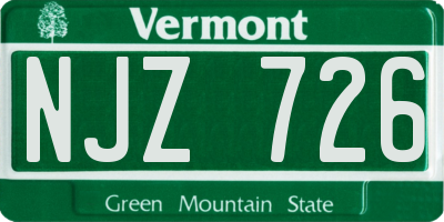 VT license plate NJZ726