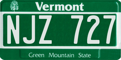 VT license plate NJZ727