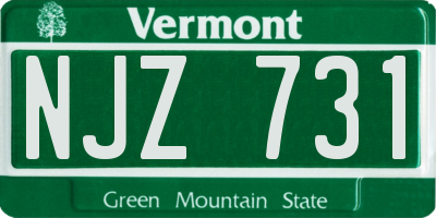 VT license plate NJZ731