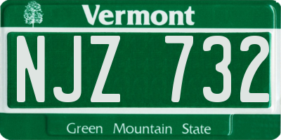 VT license plate NJZ732
