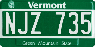 VT license plate NJZ735