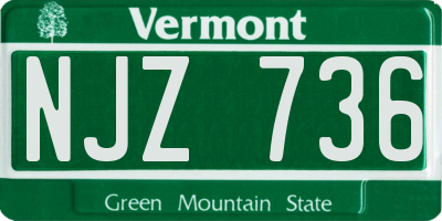 VT license plate NJZ736