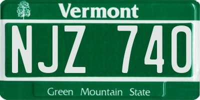 VT license plate NJZ740