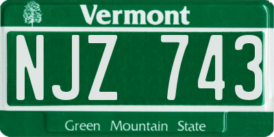 VT license plate NJZ743