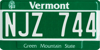 VT license plate NJZ744
