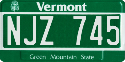 VT license plate NJZ745