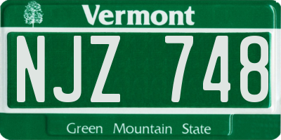 VT license plate NJZ748