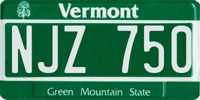 VT license plate NJZ750
