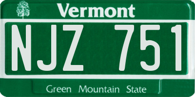 VT license plate NJZ751