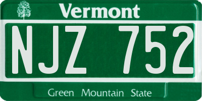 VT license plate NJZ752