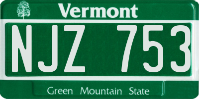 VT license plate NJZ753