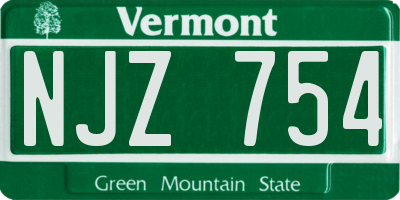 VT license plate NJZ754