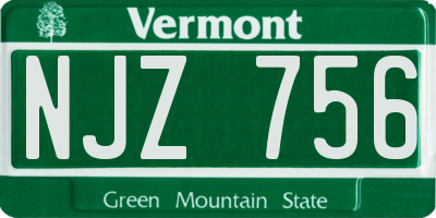 VT license plate NJZ756