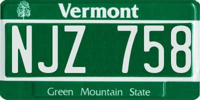 VT license plate NJZ758