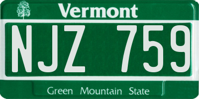 VT license plate NJZ759