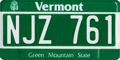 VT license plate NJZ761