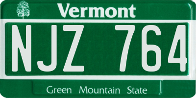 VT license plate NJZ764