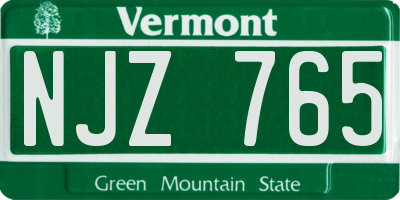 VT license plate NJZ765