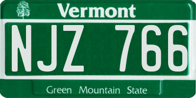 VT license plate NJZ766