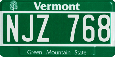 VT license plate NJZ768