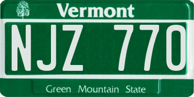 VT license plate NJZ770