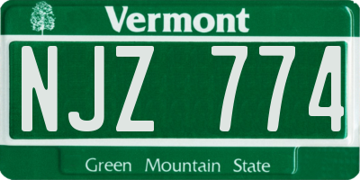 VT license plate NJZ774