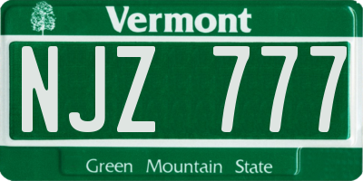 VT license plate NJZ777