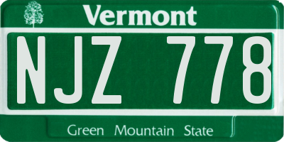 VT license plate NJZ778