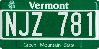 VT license plate NJZ781