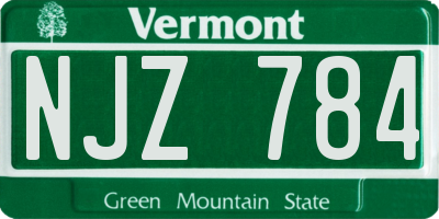 VT license plate NJZ784