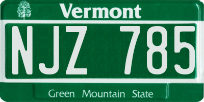 VT license plate NJZ785