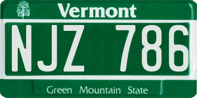 VT license plate NJZ786