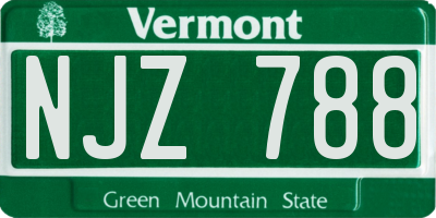 VT license plate NJZ788