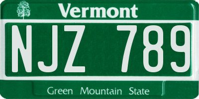 VT license plate NJZ789