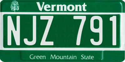 VT license plate NJZ791