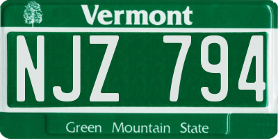 VT license plate NJZ794