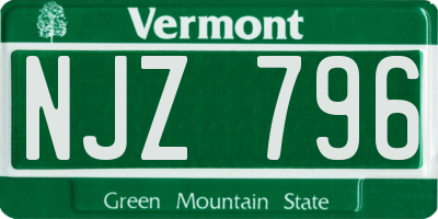 VT license plate NJZ796
